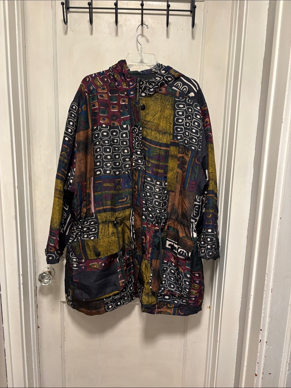 Vintage Michi Silk Lightweight Langenlook Colorful Patchwork Print Jacket Large